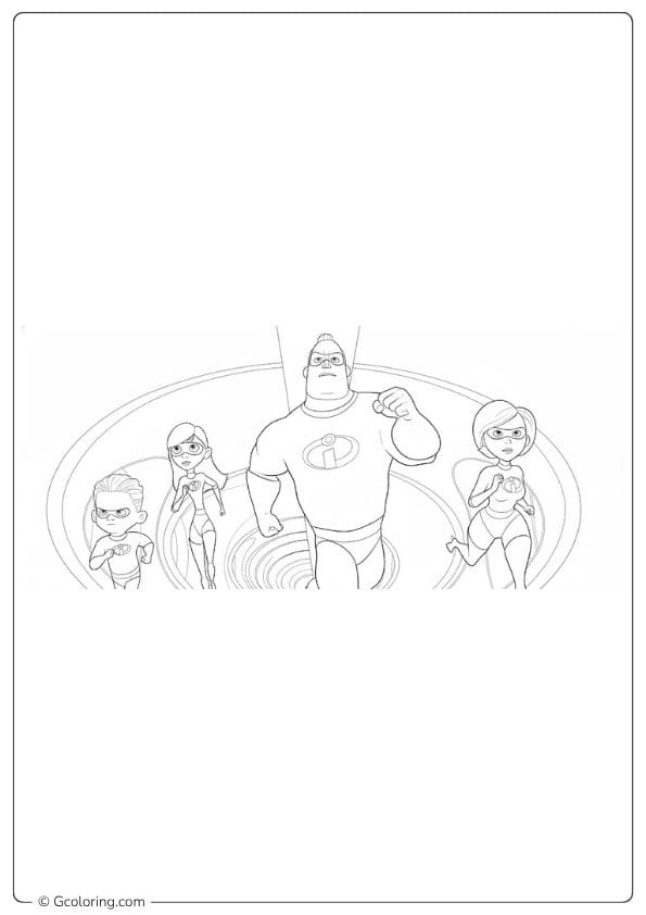 Action Pose Incredibles Coloring Pages