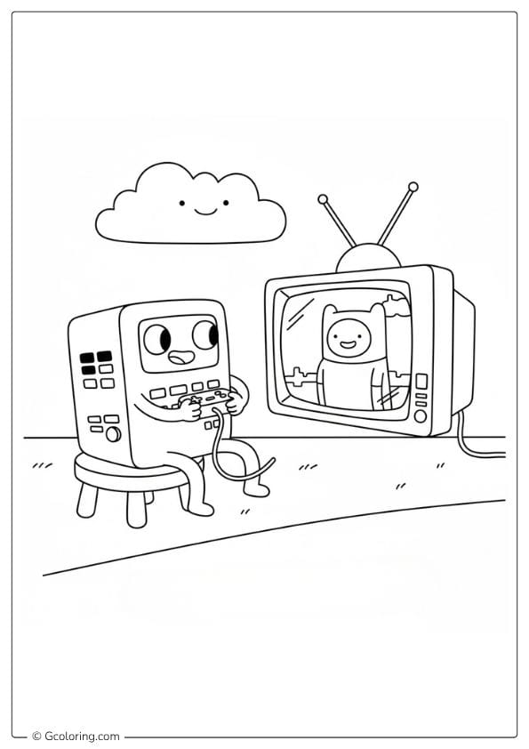 BMO Playing Games – Adventure Time Coloring Pages