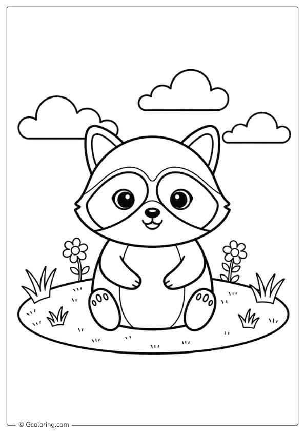 Baby Raccoon Coloring Page