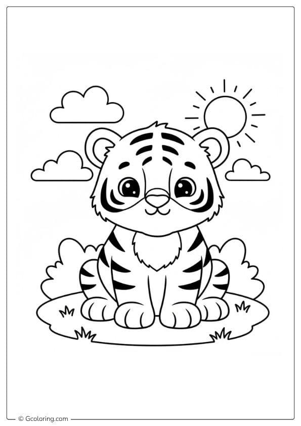 Baby Tiger Coloring Pages Animals