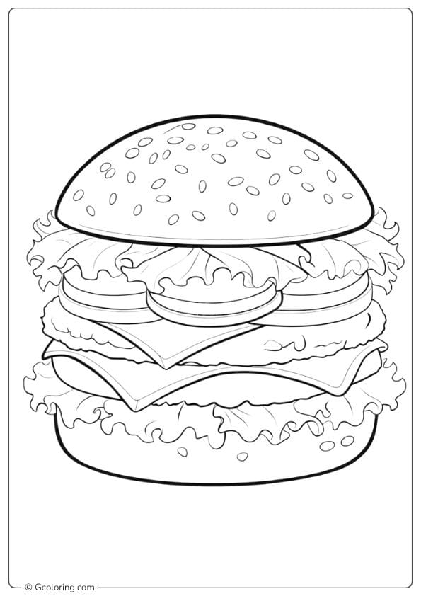 Big Double Cheeseburger Outline burger coloring pages