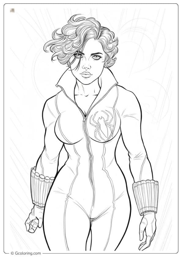 Black Widow Portrait Outline Coloring Pages