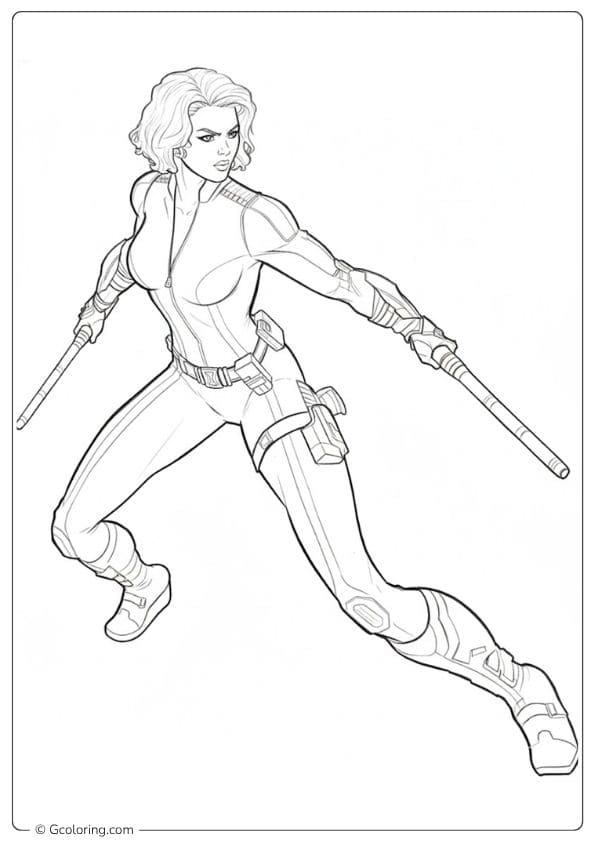 Black Widow Simple Outline Coloring Pages