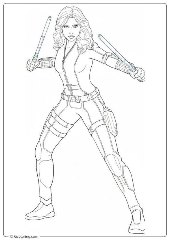 Black Widow and The Incredibles Outline Coloring Pages