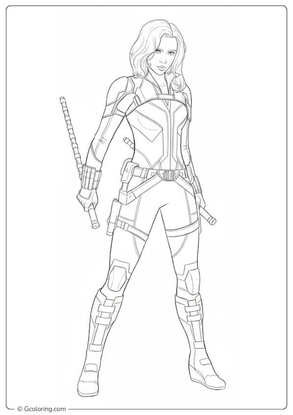 Black Widow with Batons Coloring Pages
