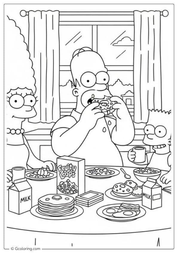 Breakfast Table coloring pages the simpsons