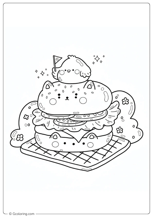 Burger Coloring Page (2)