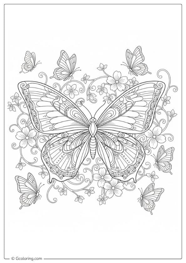 Butterfly Beauty Adult Coloring Pages