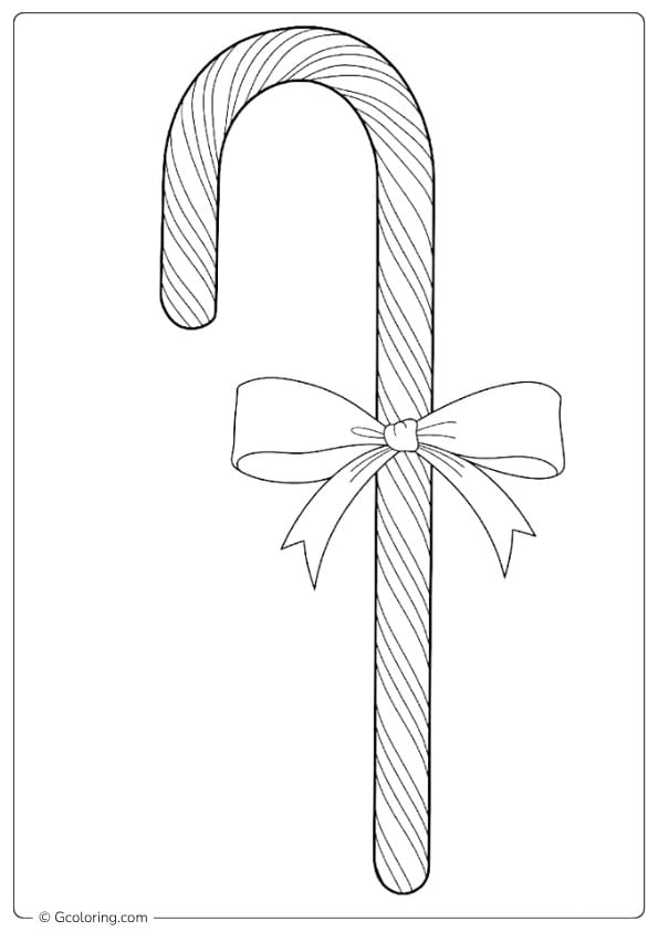 Candy Cane with Bow Outline coloring pages candy canes