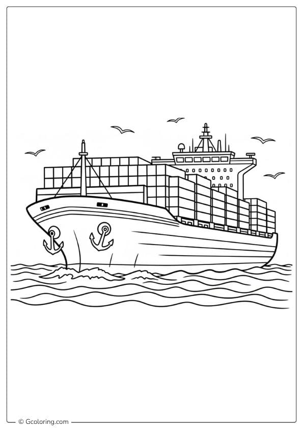 Cargo Ship Vehicle Coloring Pages