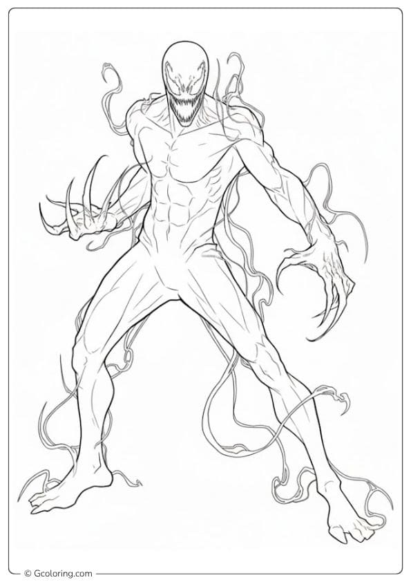 Carnage Symbiote with Spiderman and Venom Coloring Pages