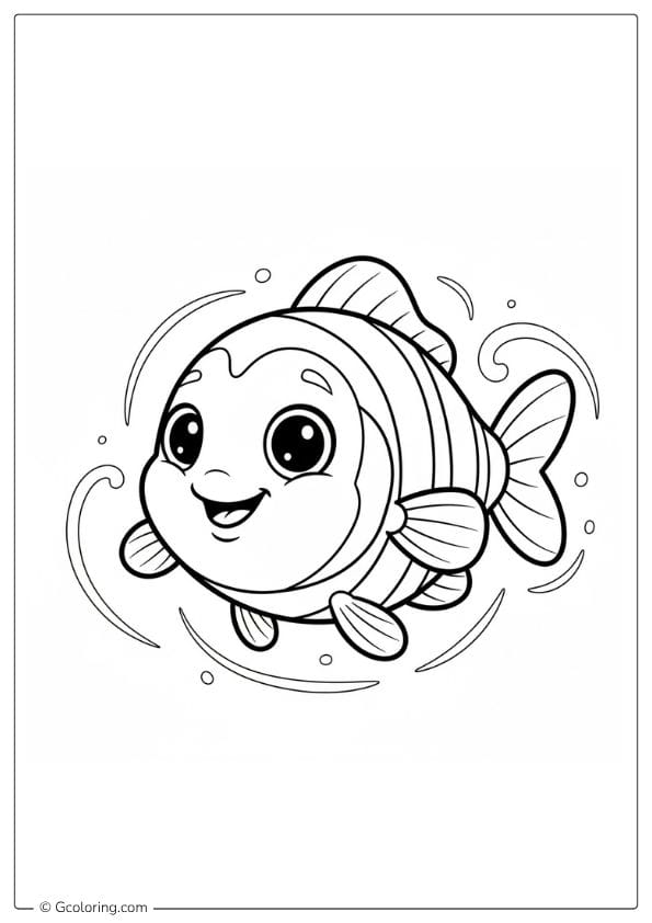 Cartoon Rainbow Fish Coloring Page