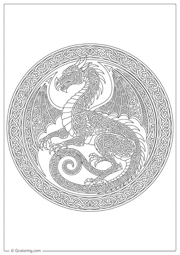 Celtic Guardian Dragon – dragon coloring pages for adults