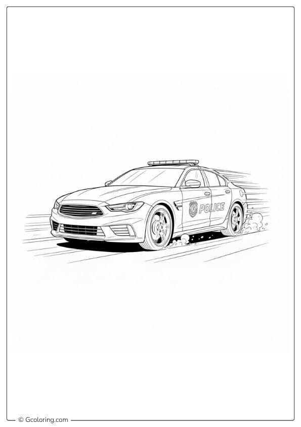 Chase Mode Police Car Coloring Page