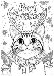 Christmas Cat Coloring Page (15)