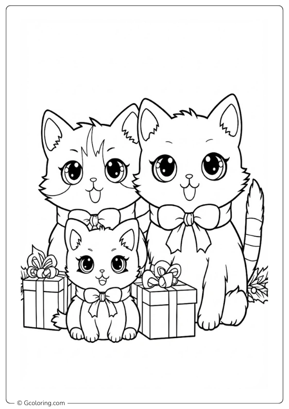 Christmas Cat Coloring Page (4)