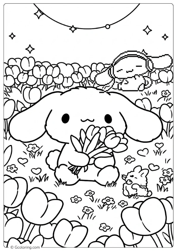 Cinamorol with Tulip Coloring Pages