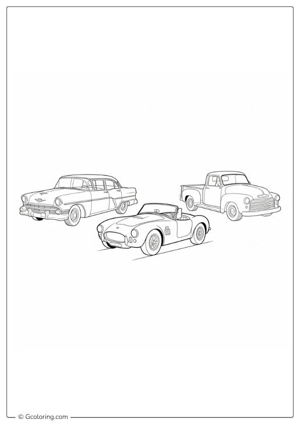 Classic Car Coloring Pages – Classic Car Trio