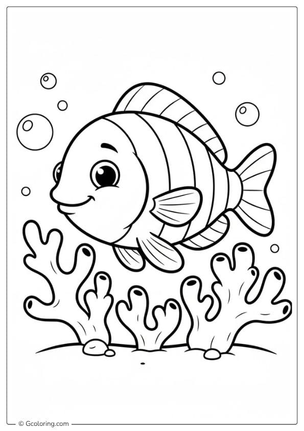 Coral Rainbow Fish Coloring Page