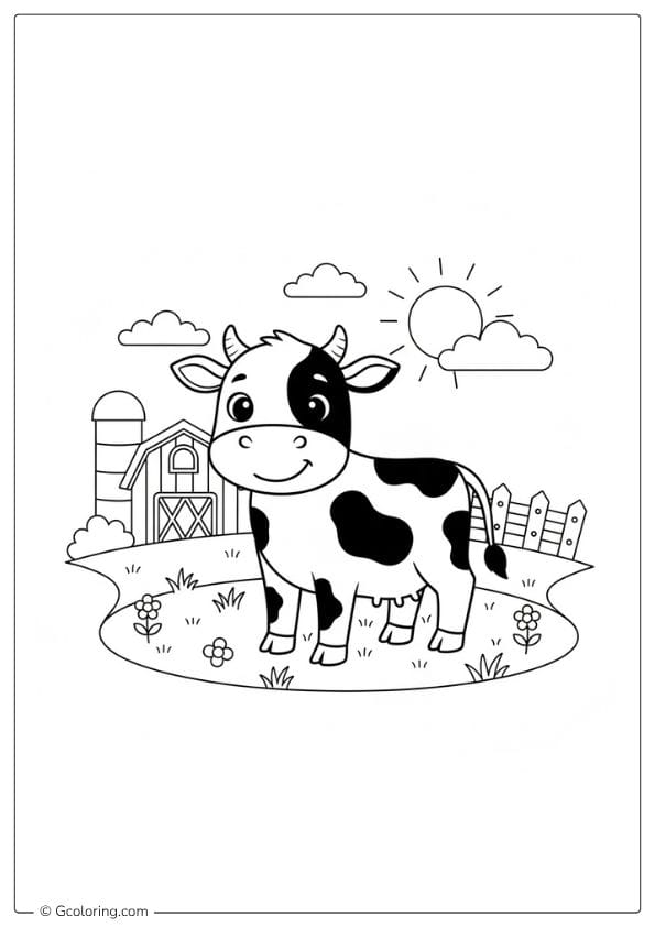 Cow Farm Coloring Pages Animals