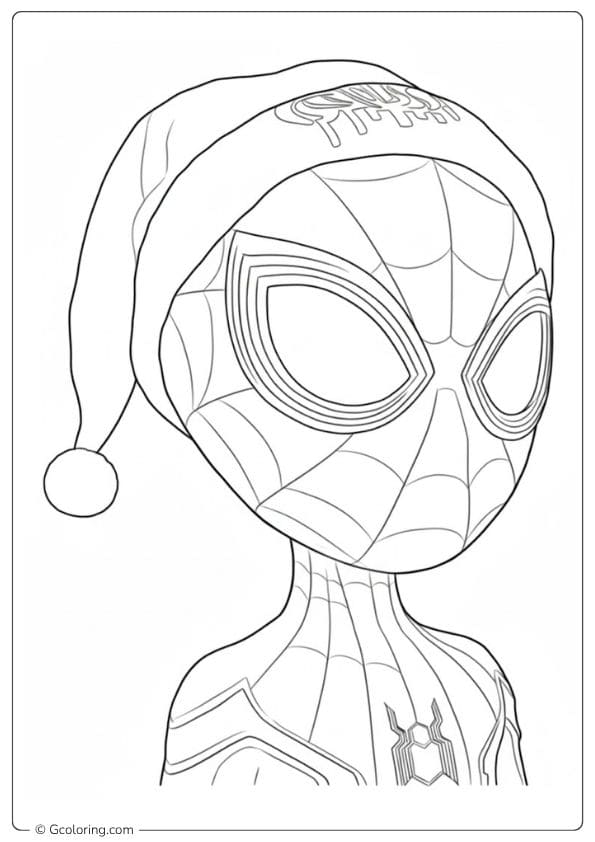 Cute Chibi Spiderman Christmas Coloring Pages Simple Outline