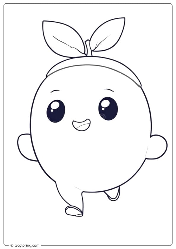 Cute Lemon Character Walking on Street Outline lemon coloring page
