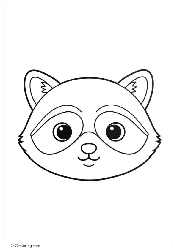 Cute Raccoon Face Coloring Page