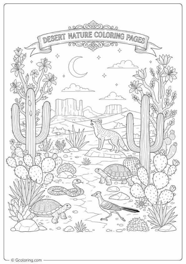 Desert nature coloring pages
