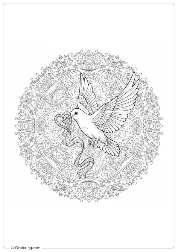 Dove of Love Scene – love coloring pages for adults