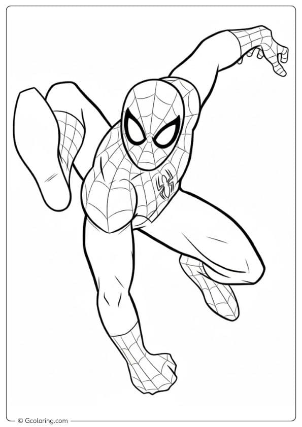 Dynamic Spiderman Christmas Coloring Pages Action Pose
