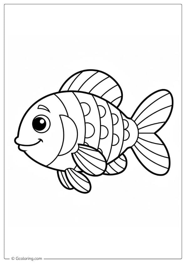 Easy Rainbow Fish Coloring Page