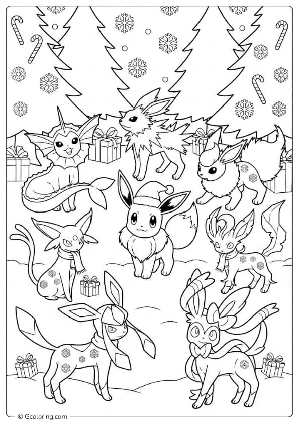 Eevee Christmas Evolution Surprise Coloring Pages