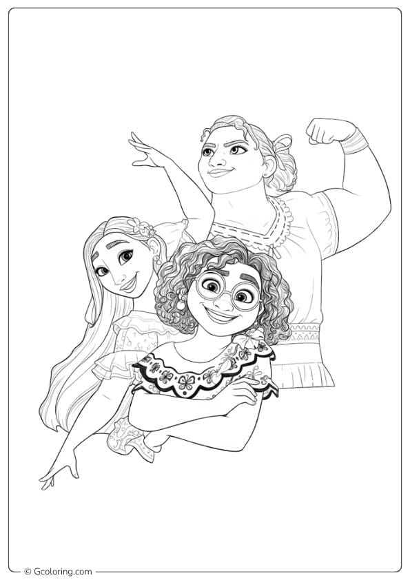 Encanto Sisters Outline encanto coloring pages