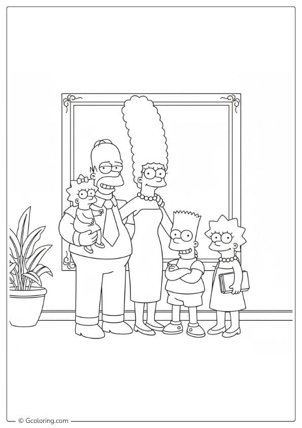 Family Portrait coloring pages the simpsons