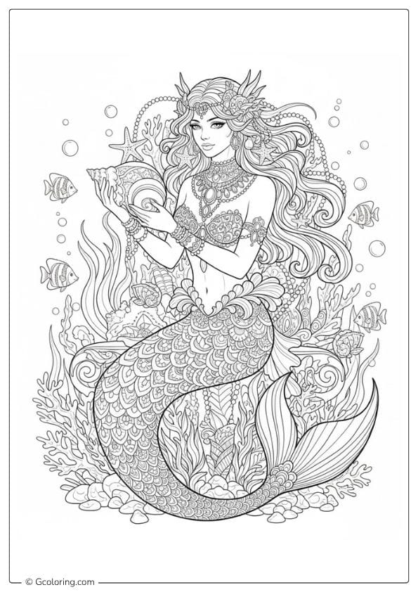 Fantasy Adult Mermaid Coloring Pages