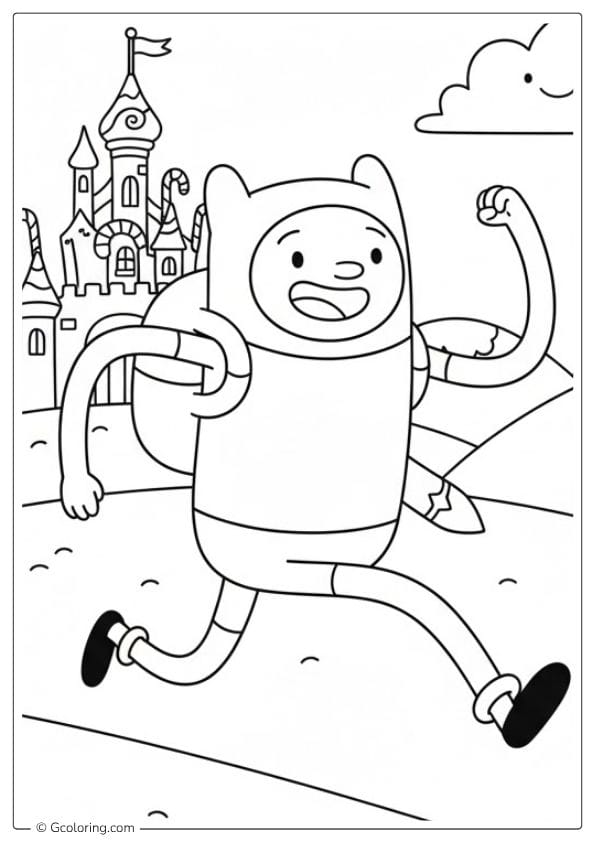 Finn Running Adventure – Adventure Time Coloring Pages