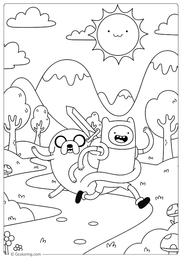 Finn and Jake going on a fun adventure together