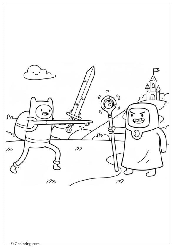 Finn vs Villain – Adventure Time Coloring Pages