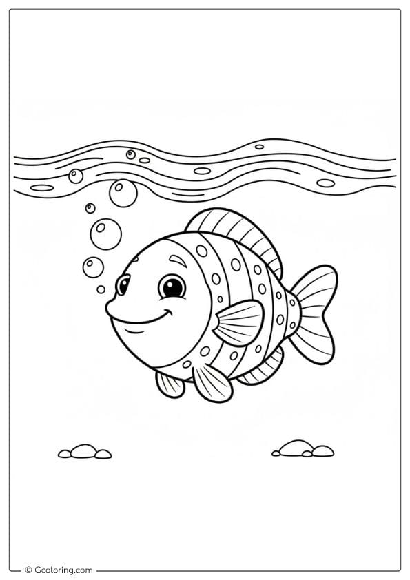 Floating Rainbow Fish Coloring Page
