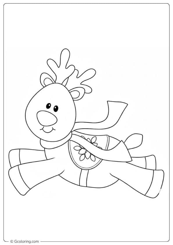 Flying Reindeer Christmas Coloring Pages Outline