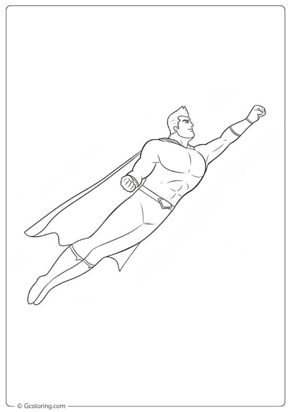 Flying Superhero Outline for Superhero Coloring Pages