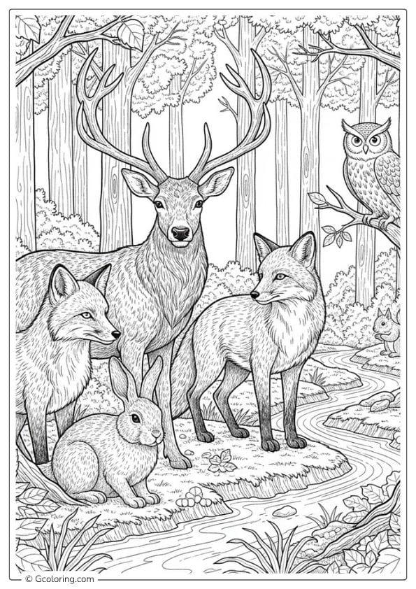 Forest Animals Adult Coloring Pages