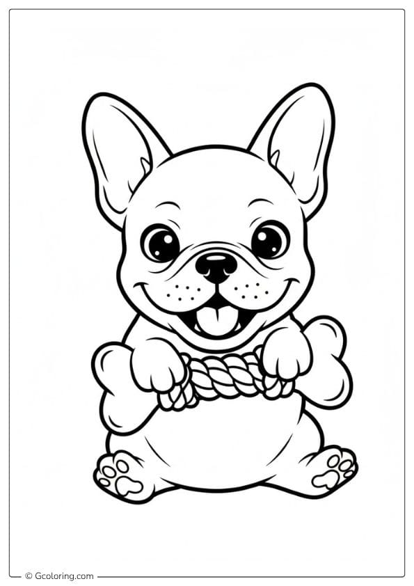 French Bulldog Coloring Pages Chewing Toy