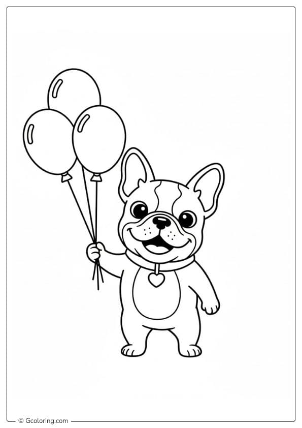 French Bulldog Coloring Pages With Balloons