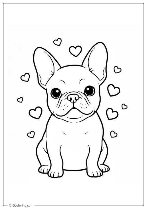 French Bulldog Coloring Pages with Heart