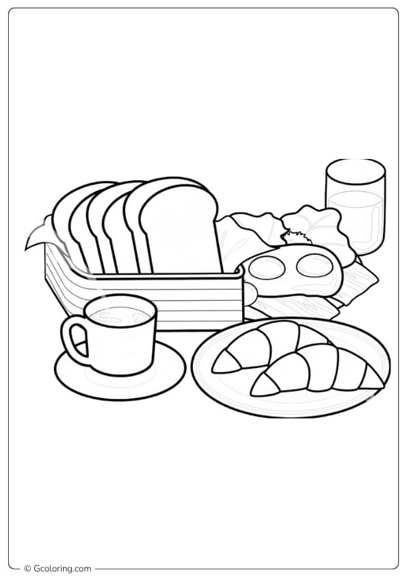 Full Breakfast Spread Outline food coloring pages