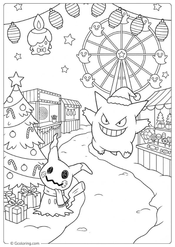 Ghost Pokémon Christmas Carnival Coloring Pages
