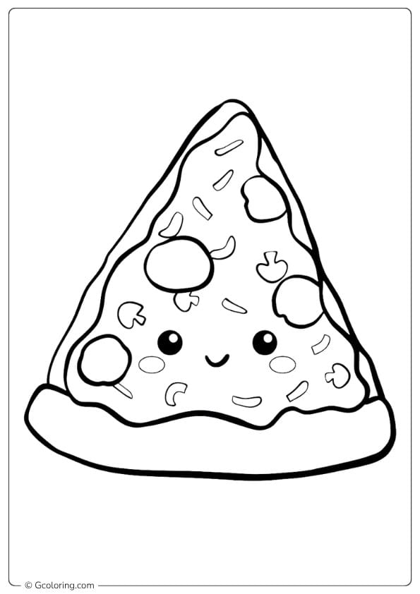 Happy Pizza Slice Outline food coloring pages
