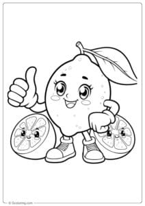 Happy Thumbs Up Lemon Character Outline lemon coloring page