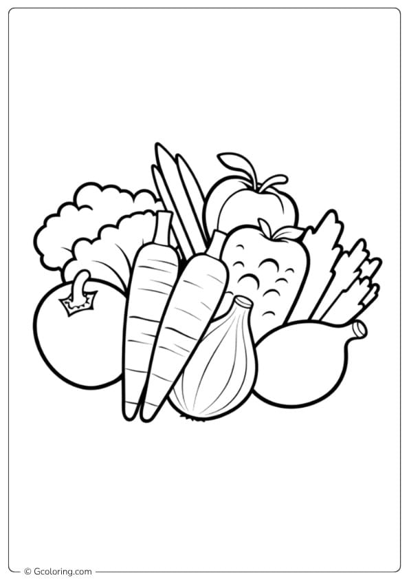 Healthy Vegetable Mix Outline food coloring pages